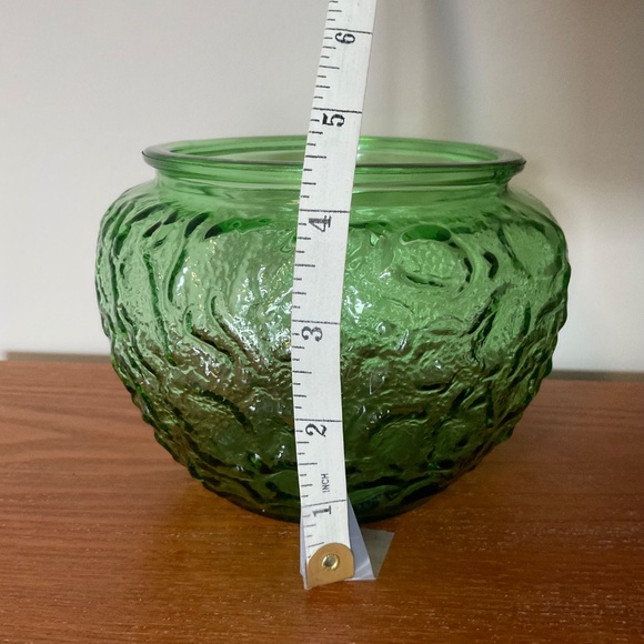 Vintage E.O. Brody Company Green Crinkle Glass Flower Vase or Bowl - Picture 14 of 16